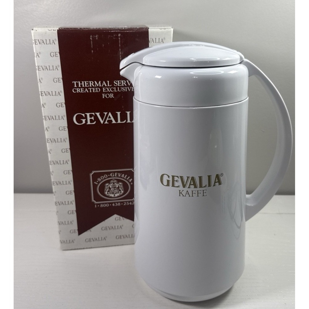 Gevalia Coffee Carafe Thermal Server 1 Qt Insulated Pitcher White Z05 Kaffe